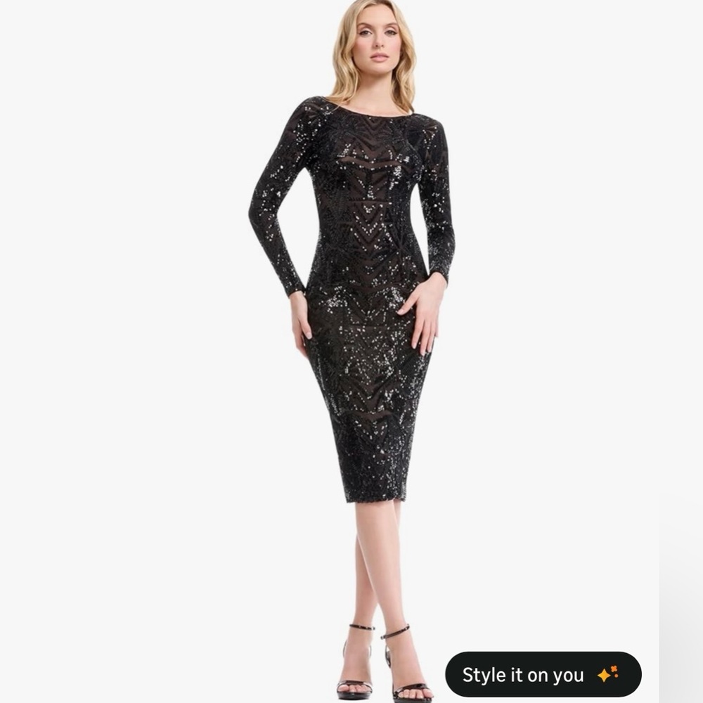 Dress the Population Black Geometric Sequin Dress